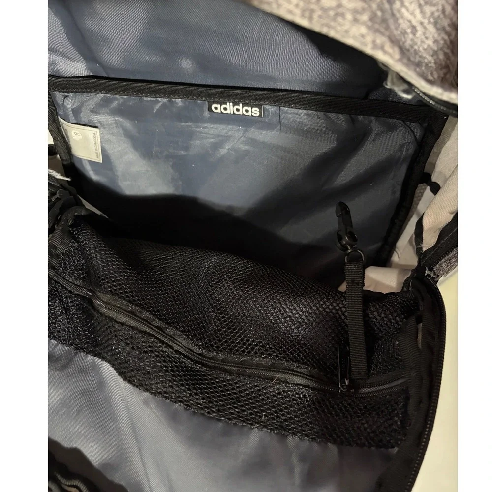 Adidas Grey Heathered 3-Stripe Backpack‎ Mens School Gym Bag